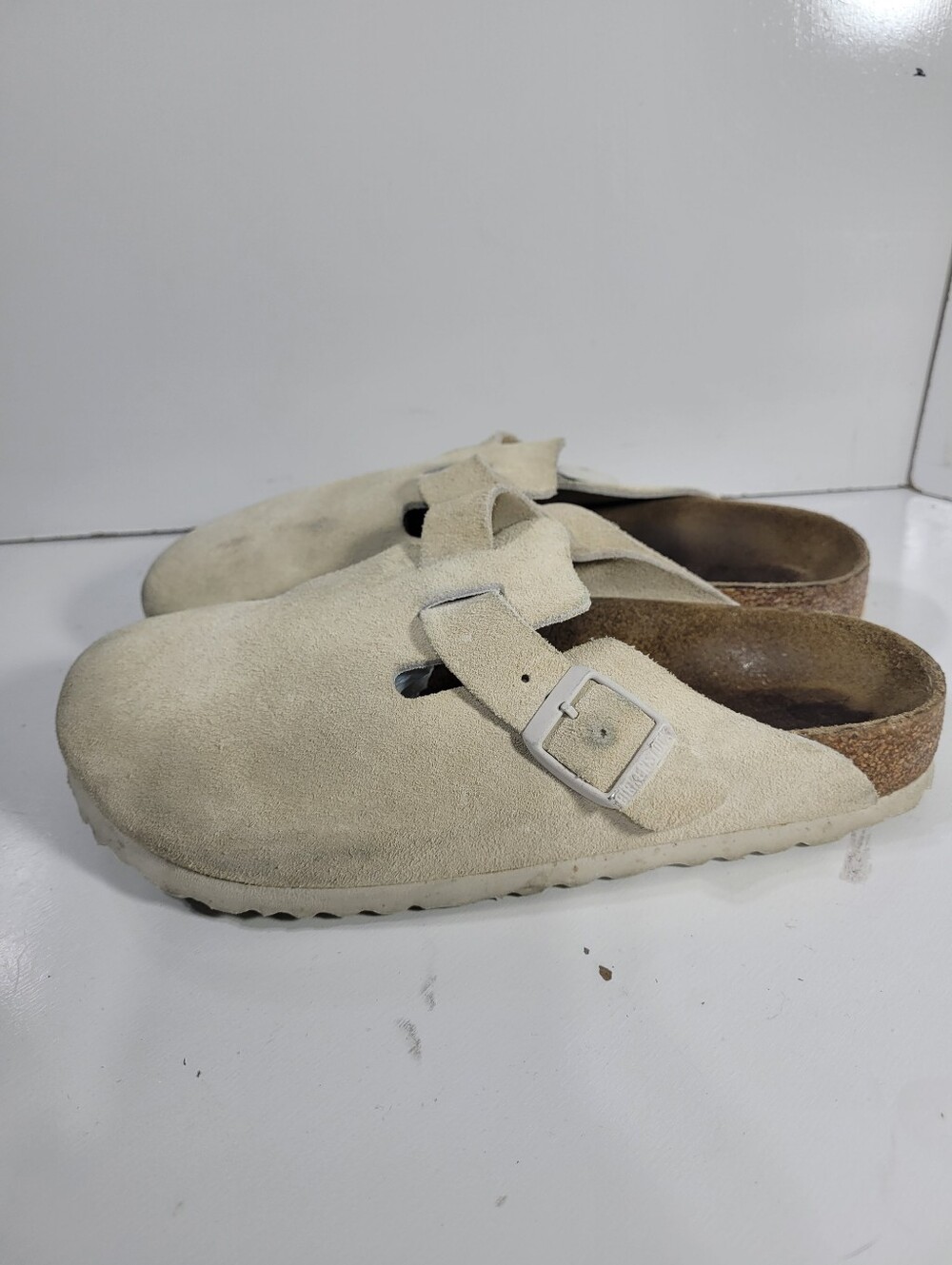 Birkenstock Boston Taupe Suede Clogs Mules EU 38 US Women 7 Regular Soft Footbed